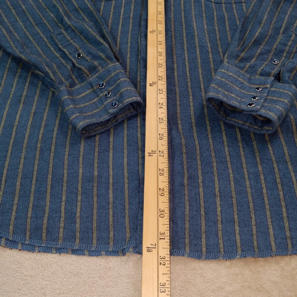 Panhandle Slim Vintage USA Flannel Pearl Snap Long Sleeve Shirt Men's 17.5X36 Bl
